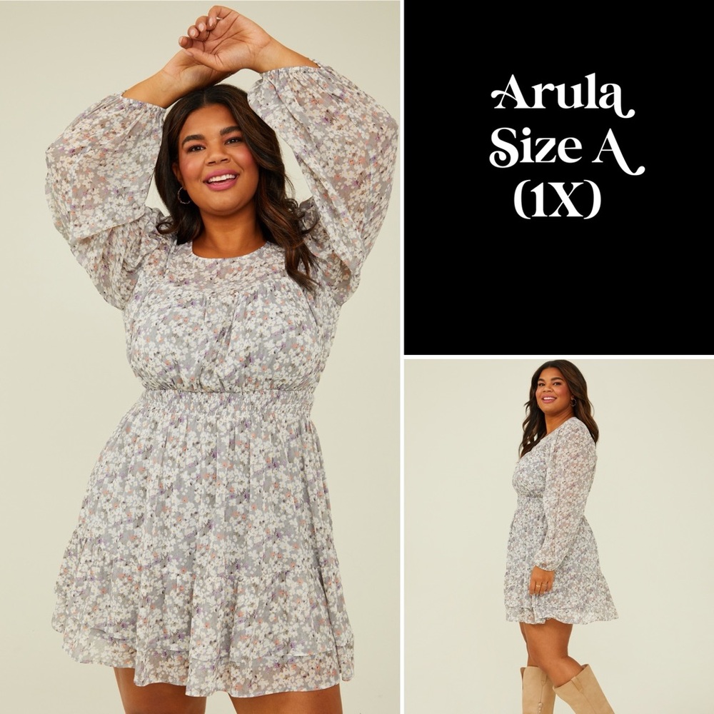 Arula grey floral dress